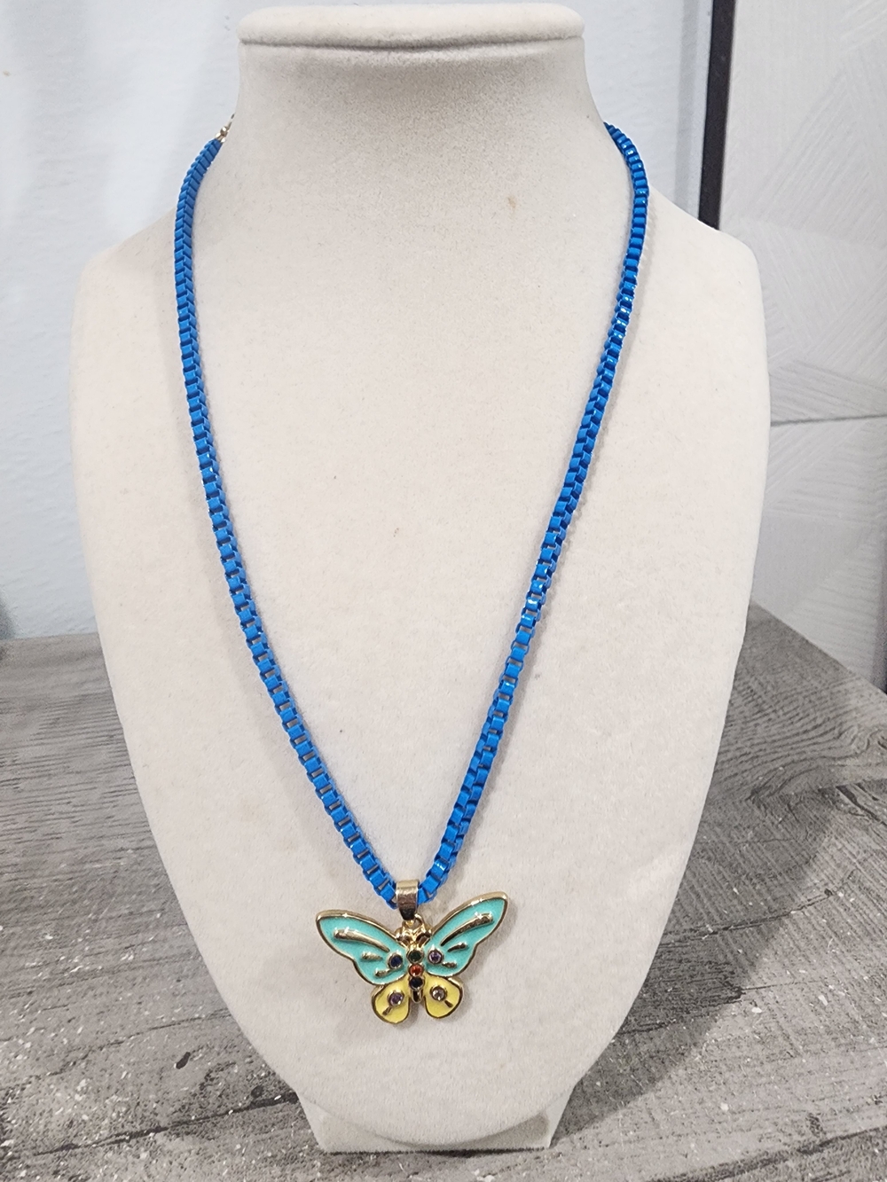 Blue Butterfly Pendant Necklace - Brand